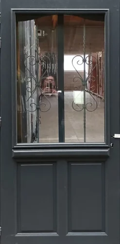 Gd Menuiseries Porte D'Entrée<Porte D'entrée Bois Vitrée Sabrina Gris Ral7016, H.215xl.90 Côte Tableau P.droit Poignée, Barillet