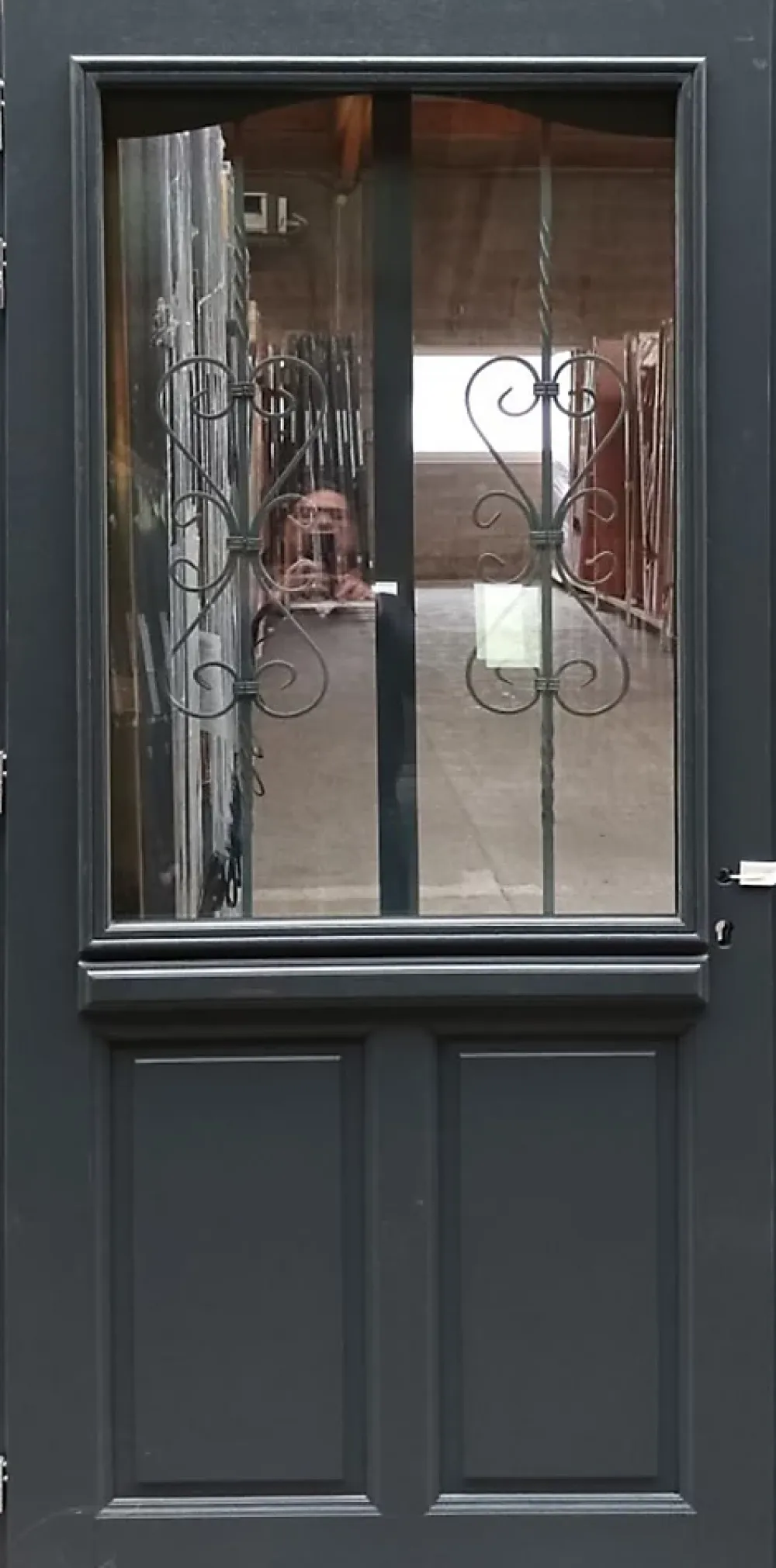 Gd Menuiseries Porte D'Entrée<Porte D'entrée Bois Vitrée Sabrina Gris Ral7016, H.215xl.90 Côte Tableau P.droit Poignée, Barillet