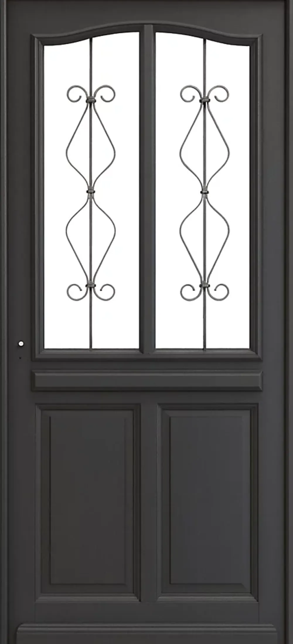 Gd Menuiseries Porte D'Entrée<Porte D'entrée Bois Vitrée Sandro Gris Ral7016, H.200 X L.90 Côte Tableau, P.droit, Poignee, Barillet