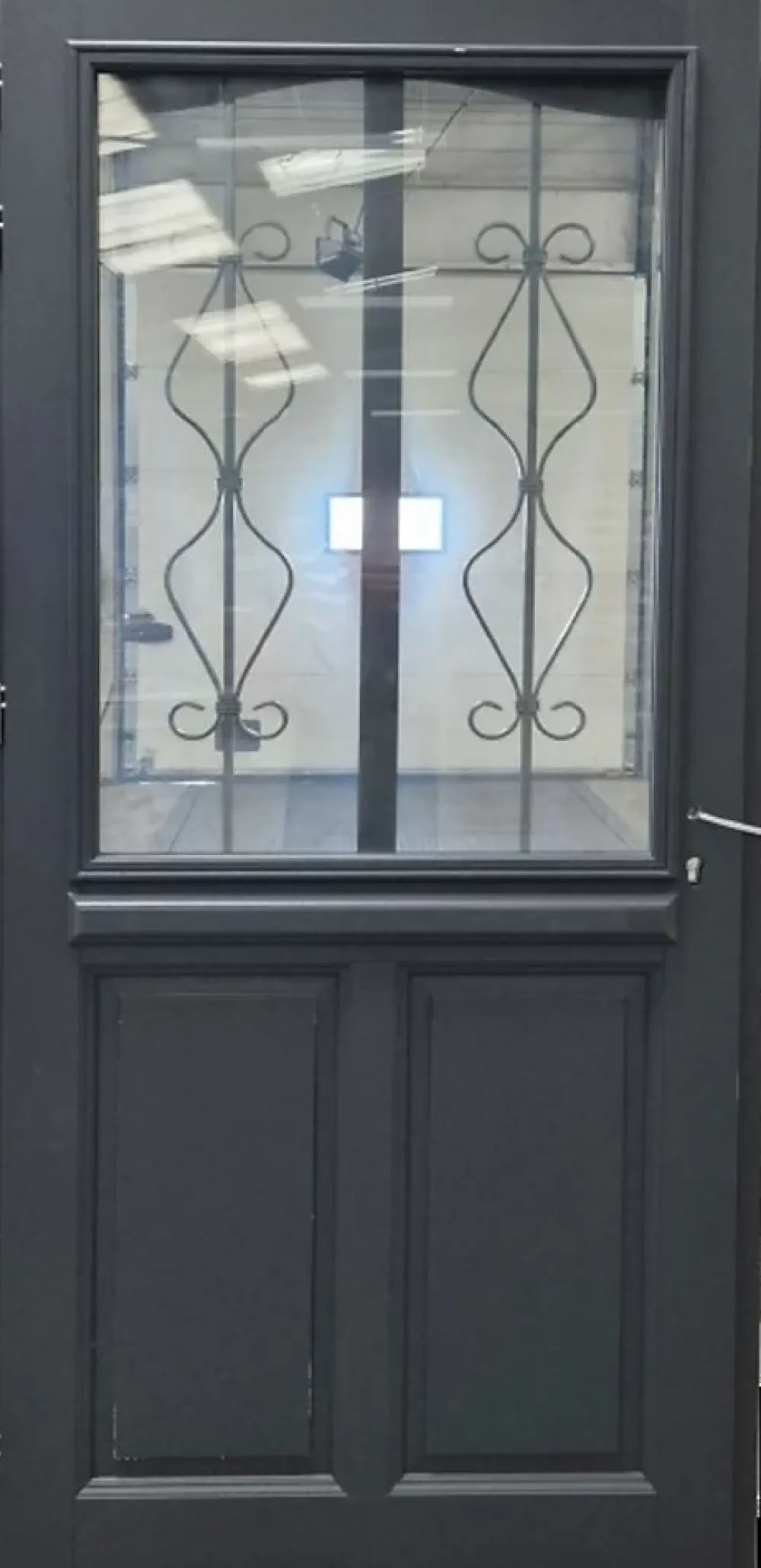 Gd Menuiseries Porte D'Entrée<Porte D'entrée Bois Vitrée Sandro Gris Ral7016, H.200 X L.90 Côte Tableau, P.droit, Poignee, Barillet