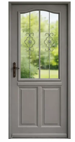 Gd Menuiseries Porte D'Entrée<Porte D'entrée Bois Vitrée Santiago Gris Marron Ral7039, H.200 X L.90 Côte Tableau, P.droit