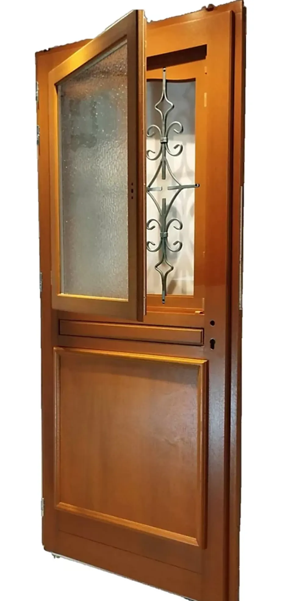 Gd Menuiseries Porte D'entrée Bois Vitrée Vauban, H.215xl.80 Côte Tableau P.droit Poignée, Barillet- Porte D'Entrée