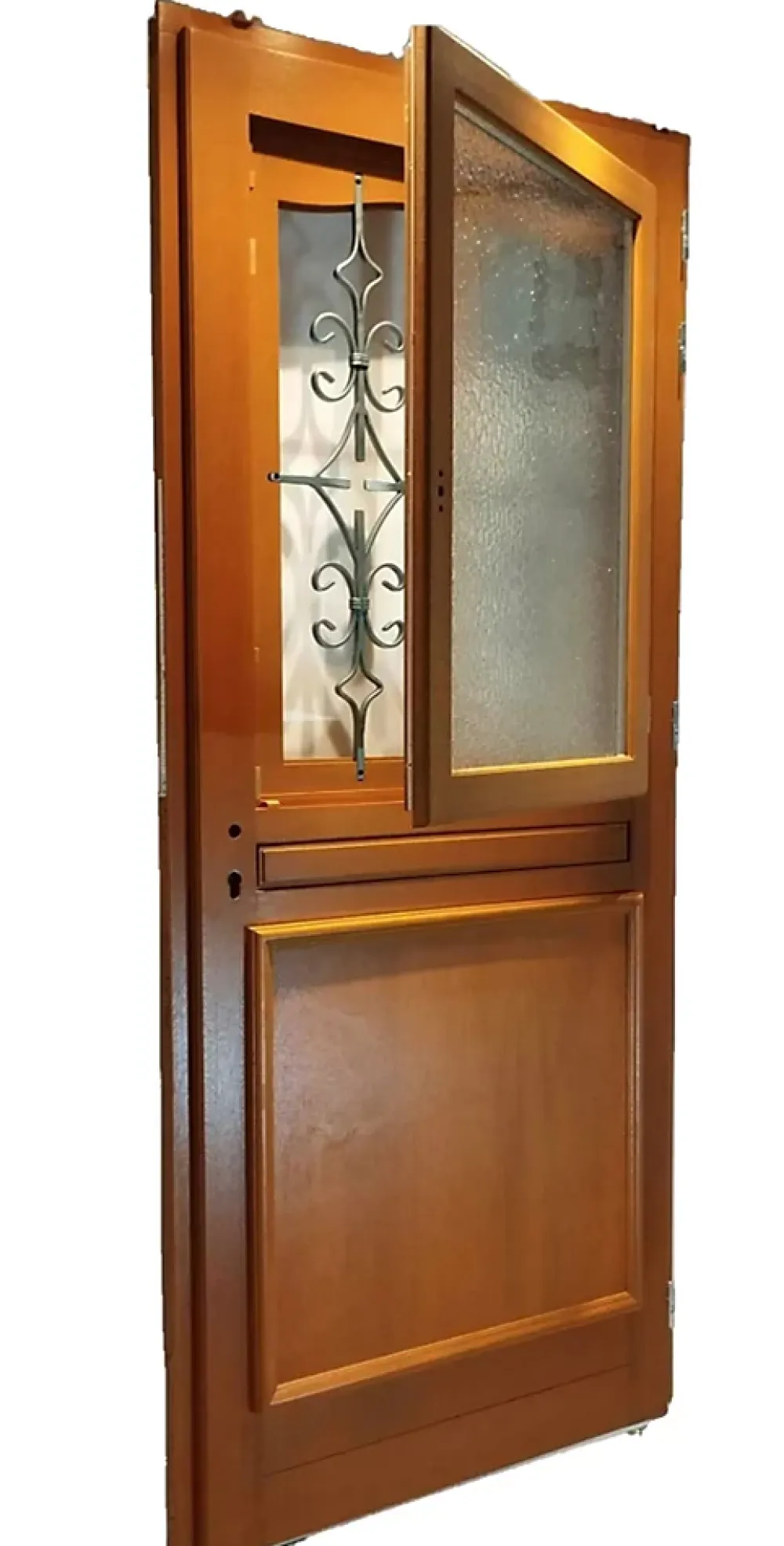 Gd Menuiseries Porte D'entrée Bois Vitrée Vauban, H.215xl.90 P,gauche, Poignée, Barillet Côte Tableau- Porte D'Entrée