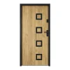 Vente-unique Porte D'Entrée<Porte d'entrée en acier avec inox L207 x L100 cm effet chêne - épaisseur 55 mm - poussant gauche - TIFANA