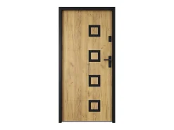 Vente-unique Porte D'Entrée<Porte d'entrée en acier avec inox L207 x L100 cm effet chêne - épaisseur 55 mm - poussant gauche - TIFANA