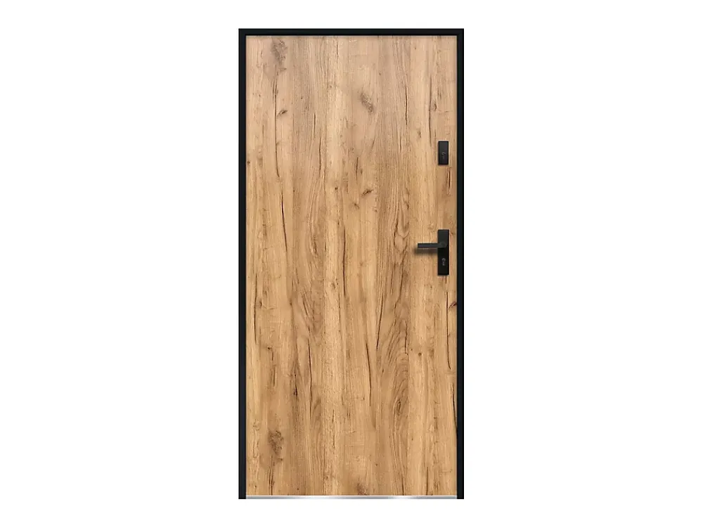 Vente-unique Porte D'Entrée<Porte d'entrée en acier pleine H207 x L100 cm effet chêne - épaisseur 55 mm - poussant gauche - AGUEDA