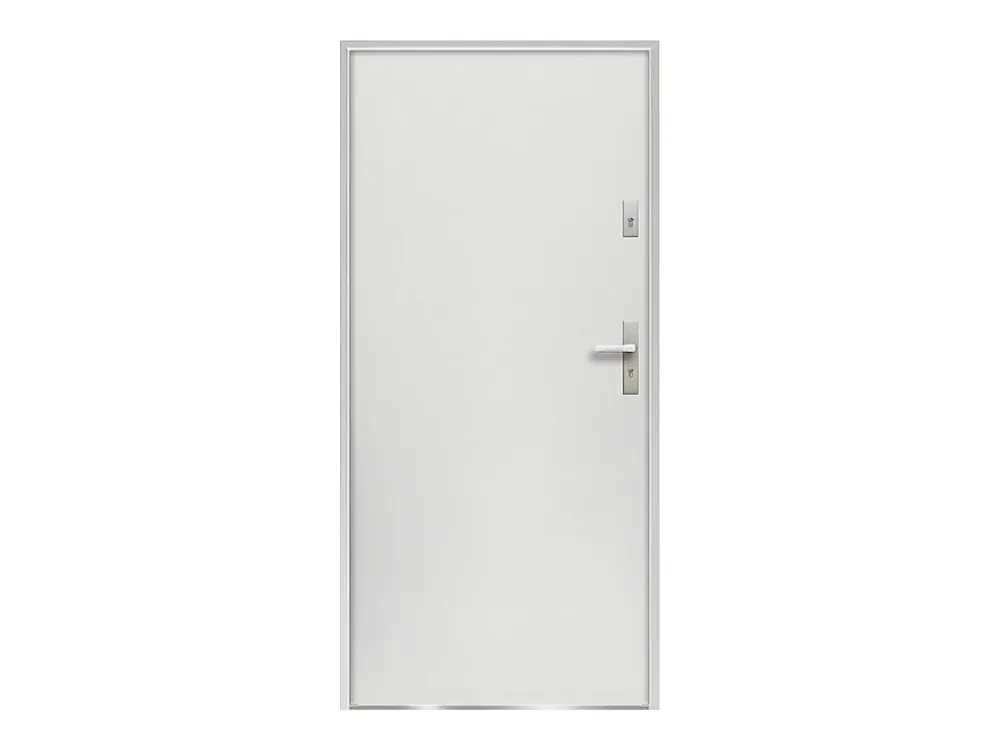 Vente-unique Porte d'entrée en acier pleine H207 x L100 cm blanc - épaisseur 55 mm - poussant gauche - AGUEDA- Porte D'Entrée