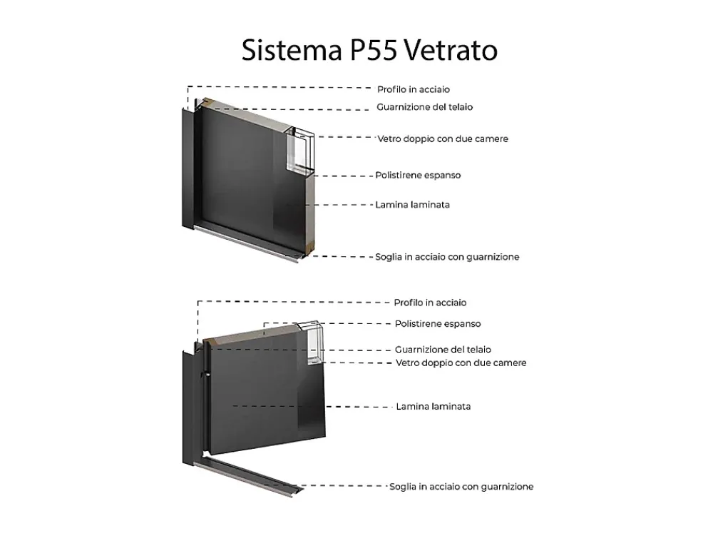 Vente-unique Porte D'Entrée<Porte d'entrée en acier pleine et inox H207 x L100 cm anthracite - épaisseur 68 mm - poussant droit - LUSADA