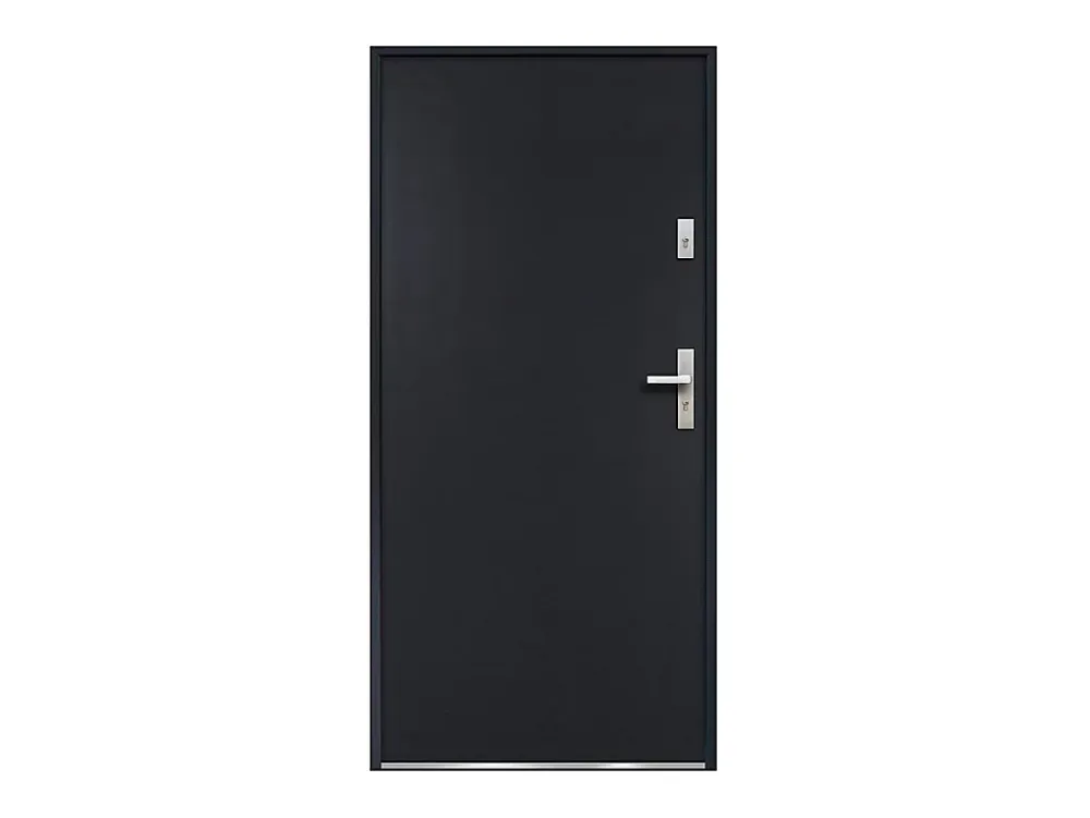 Vente-unique Porte d'entrée en acier pleine H207 x L100 cm anthracite - épaisseur 55 mm - poussant gauche - AGUEDA- Porte D'Entrée