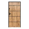 Vente-unique Porte D'Entrée<Porte d'entrée en acier pleine et inox H207 x L100 cm effet chêne - épaisseur 55 mm - poussant droit - NAXARA