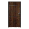 Vente-unique Porte d'entrée en acier pleine et inox H207 x L100 cm naturel foncé - épaisseur 55 mm - poussant gauche - NAXARA- Porte D'Entrée