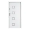 Vente-unique Porte d'entrée en acier pleine et inox H207 x L100 cm blanc - épaisseur 55 mm - poussant droit - TIFANA- Porte D'Entrée