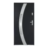 Vente-unique Porte D'Entrée<Porte d'entrée en acier vitrée avec inox H207 x L100 cm anthracite - épaisseur 55 mm - poussant gauche - TROFA
