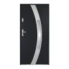 Vente-unique Porte d'entrée en acier vitrée avec inox H207 x L100 cm anthracite - épaisseur 55 mm - poussant droit - TROFA- Porte D'Entrée