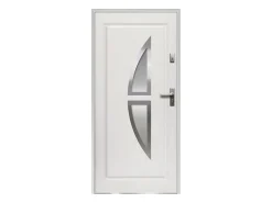 Vente-unique Porte D'Entrée<Porte d'entrée en acier vitrée avec inox H207 x L100 cm blanc - épaisseur 55 mm - poussant gauche - COVAS
