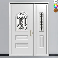 3 in 1 Porte d'entrée en aluminium CLASSIC DESIGN 2312-3365 RAL 9003 ( L.: 150 cm x H.: 215 cm)- Porte D'Entrée