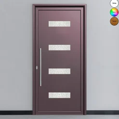3 in 1 Porte D'Entrée<Porte d'entrée en aluminium SIMPLEX 8052 RAL 4007 ( L.: 85 cm x H.: 200 cm)