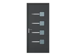 Vente-unique Porte d'entrée en aluminium H218 x L96 cm anthracite - épaisseur 65 mm - poussant droit - AMARES- Porte D'Entrée