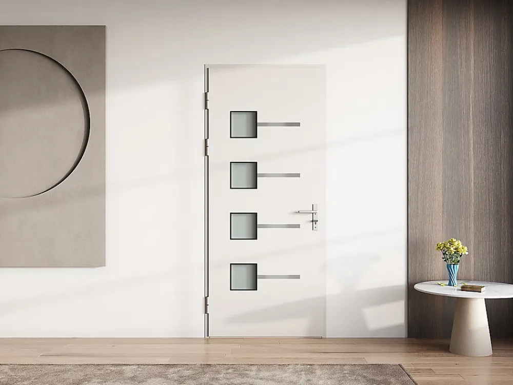 Vente-unique Porte d'entrée en aluminium H218 x L96 cm anthracite - épaisseur 65 mm - poussant droit - AMARES- Porte D'Entrée