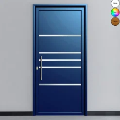 3 in 1 Porte d'entrée en aluminium INOX 6004 RAL5019( L.: 90 cm x H.: 215 cm)- Porte D'Entrée