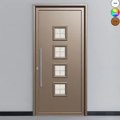 3 in 1 Porte d'entrée en aluminium CLASSIC DESIGN 3107 RAL1019 ( L.: 90 cm x H.: 200 cm)- Porte D'Entrée