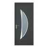 Vente-unique Porte d'entrée en aluminium H218 x L96 cm anthracite - épaisseur 65 mm - poussant droit - DATELO- Porte D'Entrée