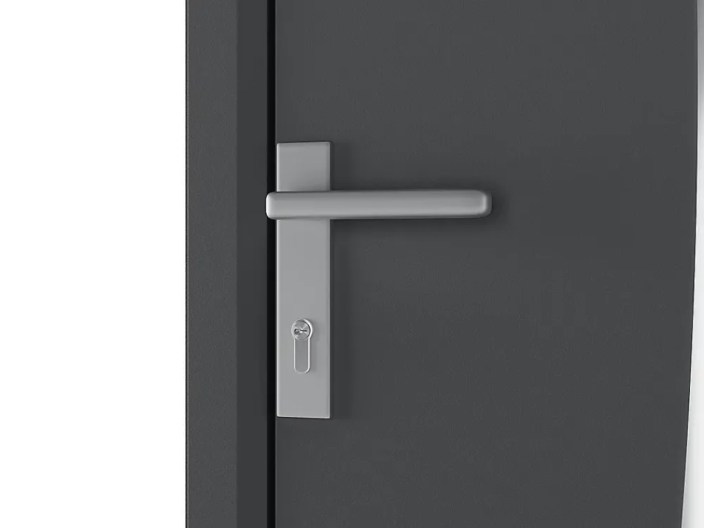 Vente-unique Porte d'entrée en aluminium H218 x L96 cm anthracite - épaisseur 65 mm - poussant droit - DATELO- Porte D'Entrée