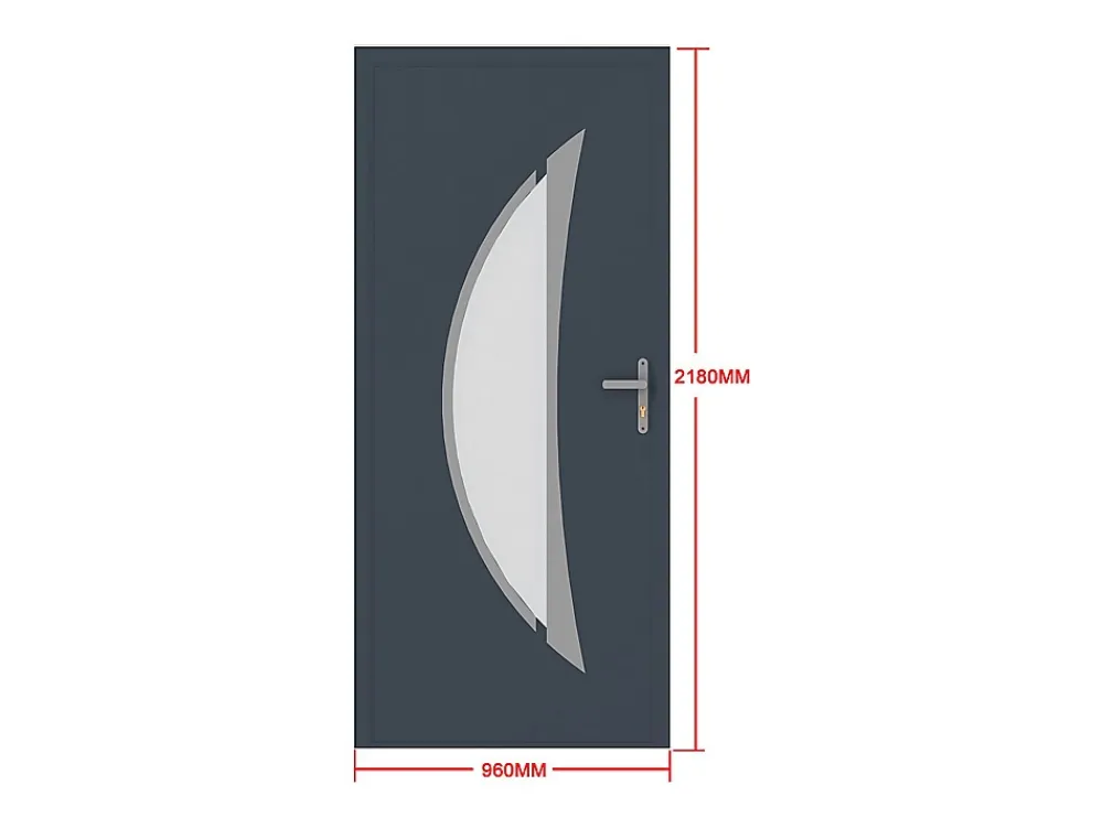 Vente-unique Porte d'entrée en aluminium H218 x L96 cm anthracite - épaisseur 65 mm - poussant droit - DATELO- Porte D'Entrée