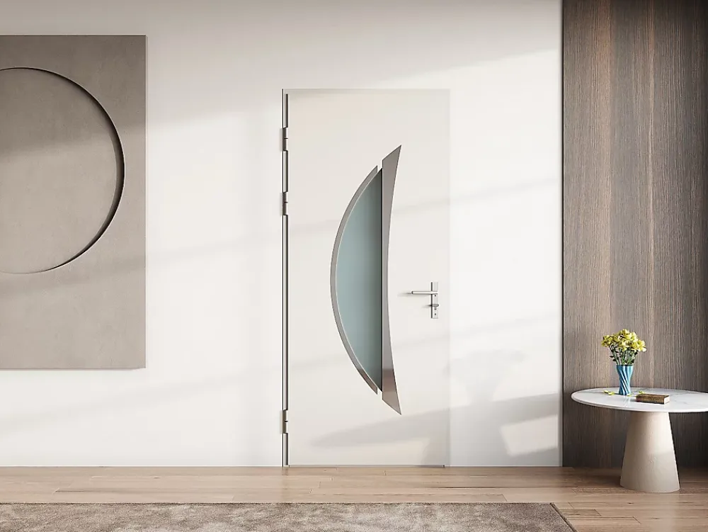 Vente-unique Porte d'entrée en aluminium H218 x L96 cm anthracite - épaisseur 65 mm - poussant droit - DATELO- Porte D'Entrée