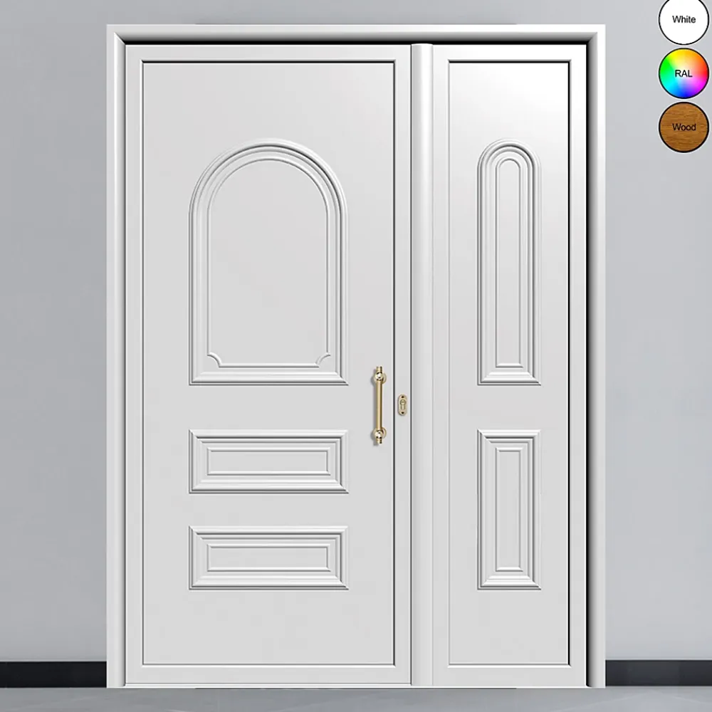 3 in 1 Porte d'entrée en aluminium CLASSIC DESIGN 2301-3360 RAL 9003 ( L.: 160 cm x H.: 200 cm)- Porte D'Entrée