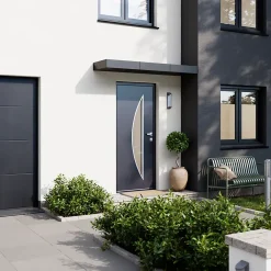 Fortia Porte D'Entrée<Porte d'entrée acier gris RAL 7016 Ricardi 96 x h.218 cm poussant droit