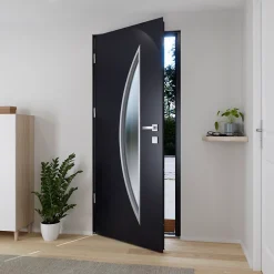 Fortia Porte D'Entrée<Porte d'entrée acier gris RAL 7016 Ricardi 96 x h.218 cm poussant droit