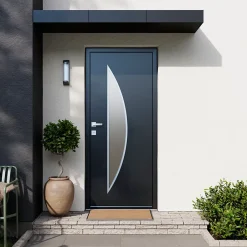 Fortia Porte D'Entrée<Porte d'entrée acier gris RAL 7016 Ricardi 96 x h.218 cm poussant droit