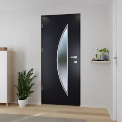 Fortia Porte D'Entrée<Porte d'entrée acier gris RAL 7016 Ricardi 96 x h.218 cm poussant droit