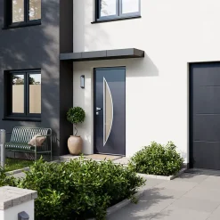 Fortia Porte D'Entrée<Porte d'entrée acier gris RAL 7016 Ricardi 96 x h.218 cm poussant droit