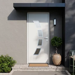 Fortia Porte d'entrée acier blanc RAL 9003 Valtos 96 x h.218 cm poussant gauche- Porte D'Entrée