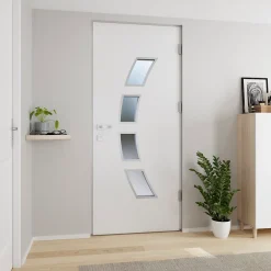 Fortia Porte d'entrée acier blanc RAL 9003 Valtos 96 x h.218 cm poussant gauche- Porte D'Entrée