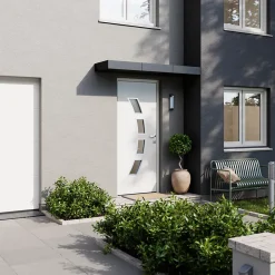 Fortia Porte d'entrée acier blanc RAL 9003 Valtos 96 x h.218 cm poussant gauche- Porte D'Entrée