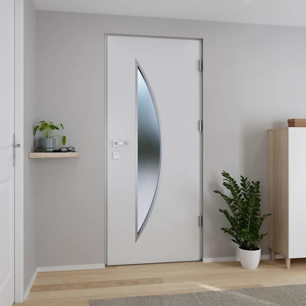 Fortia Porte d'entrée acier blanc RAL 9003 Ricadi 96 x h.218 cm poussant gauche- Porte D'Entrée