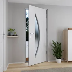 Fortia Porte d'entrée acier blanc RAL 9003 Ricadi 96 x h.218 cm poussant gauche- Porte D'Entrée