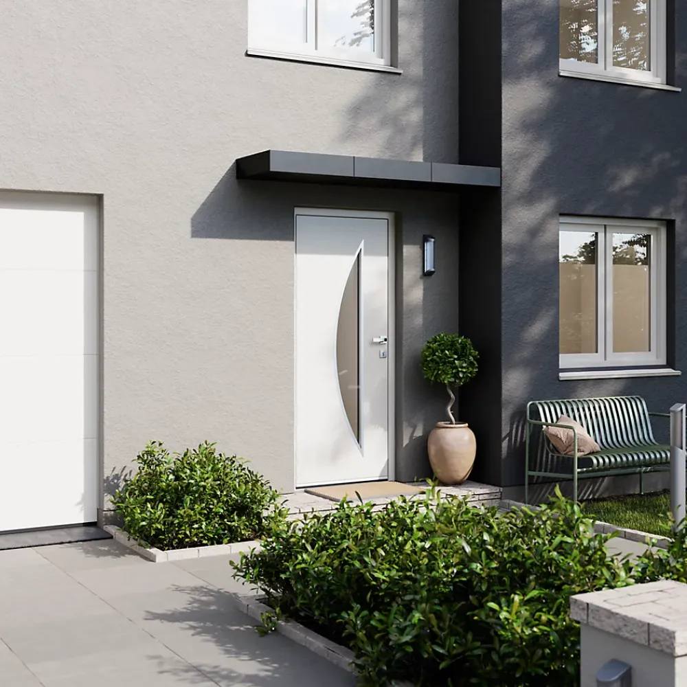 Fortia Porte d'entrée acier blanc RAL 9003 Ricadi 96 x h.218 cm poussant gauche- Porte D'Entrée