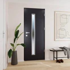 Fortia Porte d'entrée acier gris RAL 7016 Pasni 96 x h.218 cm poussant gauche- Porte D'Entrée