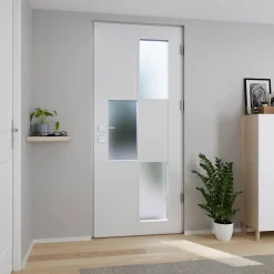 Fortia Porte d'entrée acier blanc RAL 9003 Jesolo 96 x h.218 cm poussant droit- Porte D'Entrée