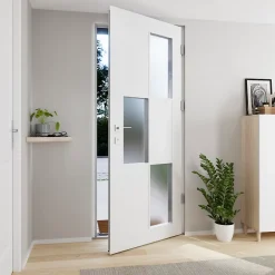 Fortia Porte d'entrée acier blanc RAL 9003 Jesolo 96 x h.218 cm poussant droit- Porte D'Entrée