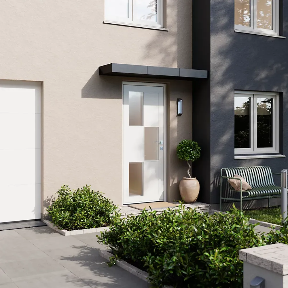 Fortia Porte d'entrée acier blanc RAL 9003 Jesolo 96 x h.218 cm poussant droit- Porte D'Entrée
