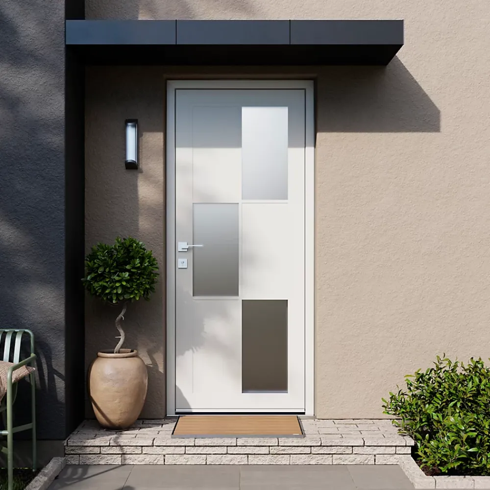 Fortia Porte d'entrée acier blanc RAL 9003 Jesolo 96 x h.218 cm poussant droit- Porte D'Entrée