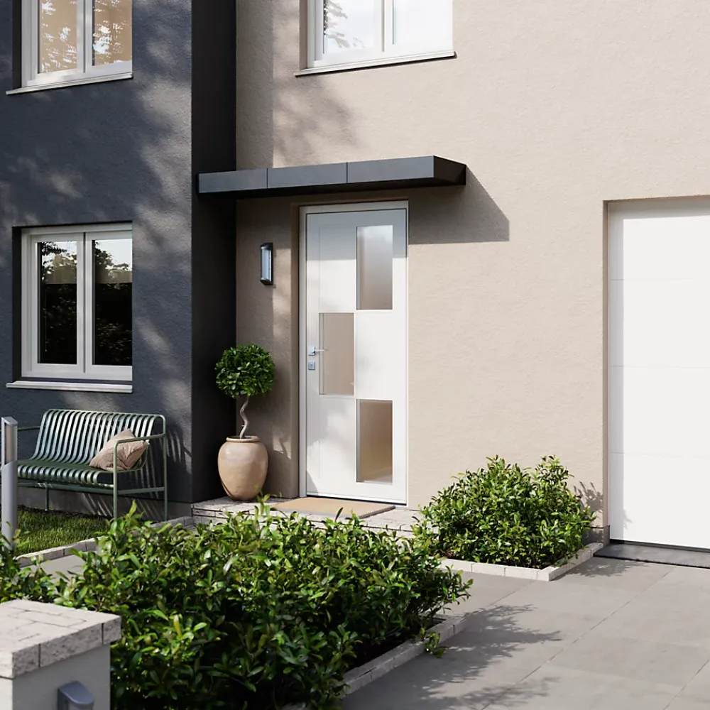 Fortia Porte d'entrée acier blanc RAL 9003 Jesolo 96 x h.218 cm poussant droit- Porte D'Entrée