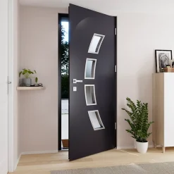 Fortia Porte D'Entrée<Porte d'entrée acier gris RAL 7016 Valtos 96 x h.218 cm poussant droit