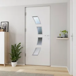 Fortia Porte d'entrée acier blanc RAL 9003 Valtos 96 x h.218 cm poussant droit- Porte D'Entrée