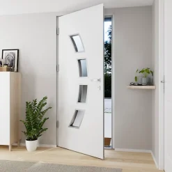 Fortia Porte d'entrée acier blanc RAL 9003 Valtos 96 x h.218 cm poussant droit- Porte D'Entrée
